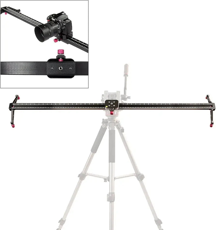 LimoStudio 48 inch Rail Video Stabilization System for DSLR Camera Dolly Track Motion Slider, Tripod Mountable and Carry Bag, Photo Video Studio AGG2574