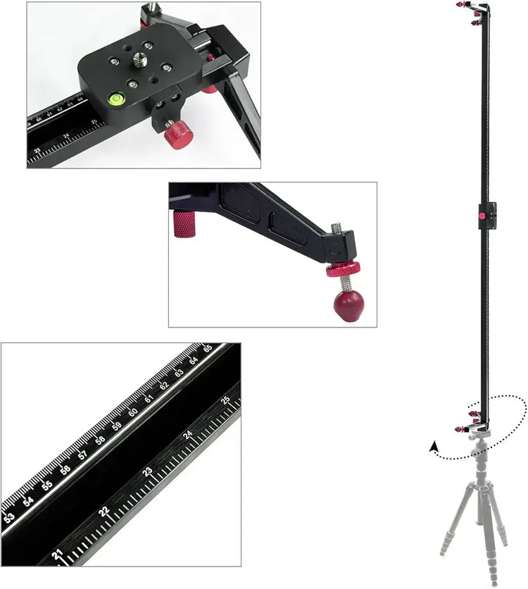 LimoStudio 48 inch Rail Video Stabilization System for DSLR Camera Dolly Track Motion Slider, Tripod Mountable and Carry Bag, Photo Video Studio AGG2574