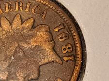 1887 Indian Head Penny Error Coin