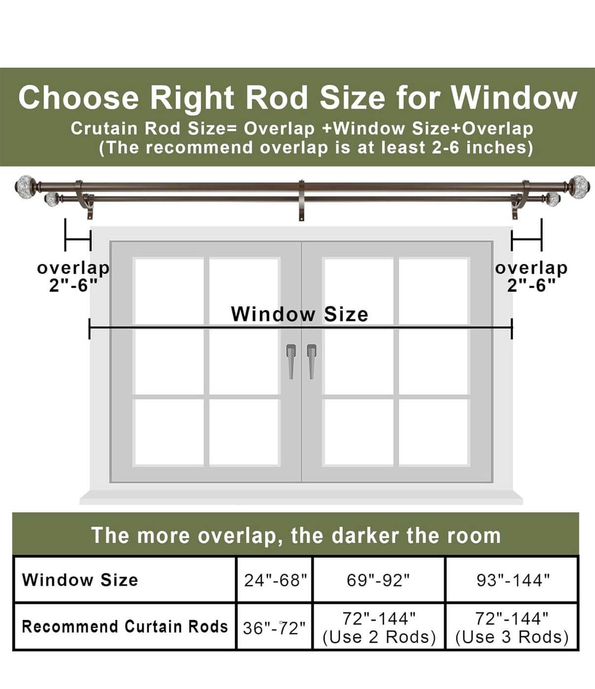 Double Curtain Rods 36-72" Warm Gold
