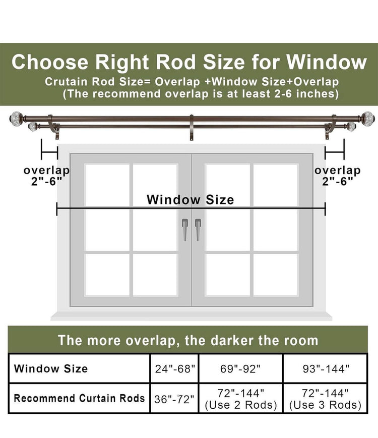 Double Curtain Rods 36-72" Warm Gold