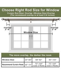 Double Curtain Rods 36-72" Warm Gold