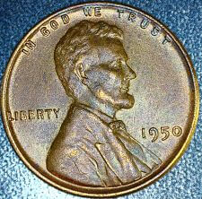 1950 P No Mint Mark Wheat Penny Error