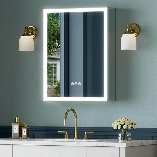 16x24 Inch LED Lighted Medicine Cabinet with Mirror – Wall Surface or Recessed