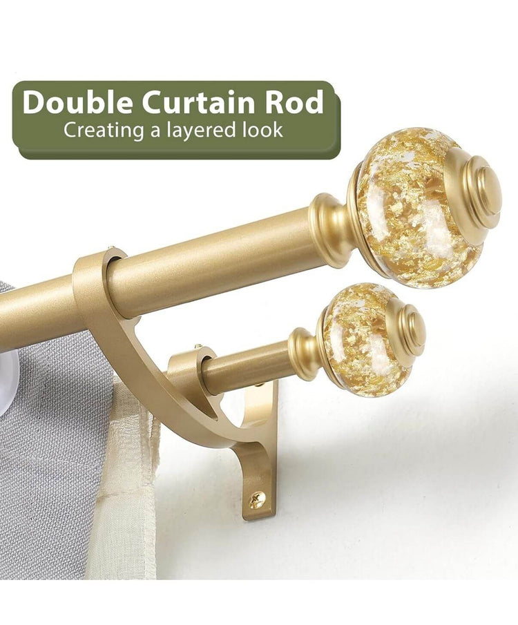 Double Curtain Rods 36-72" Warm Gold
