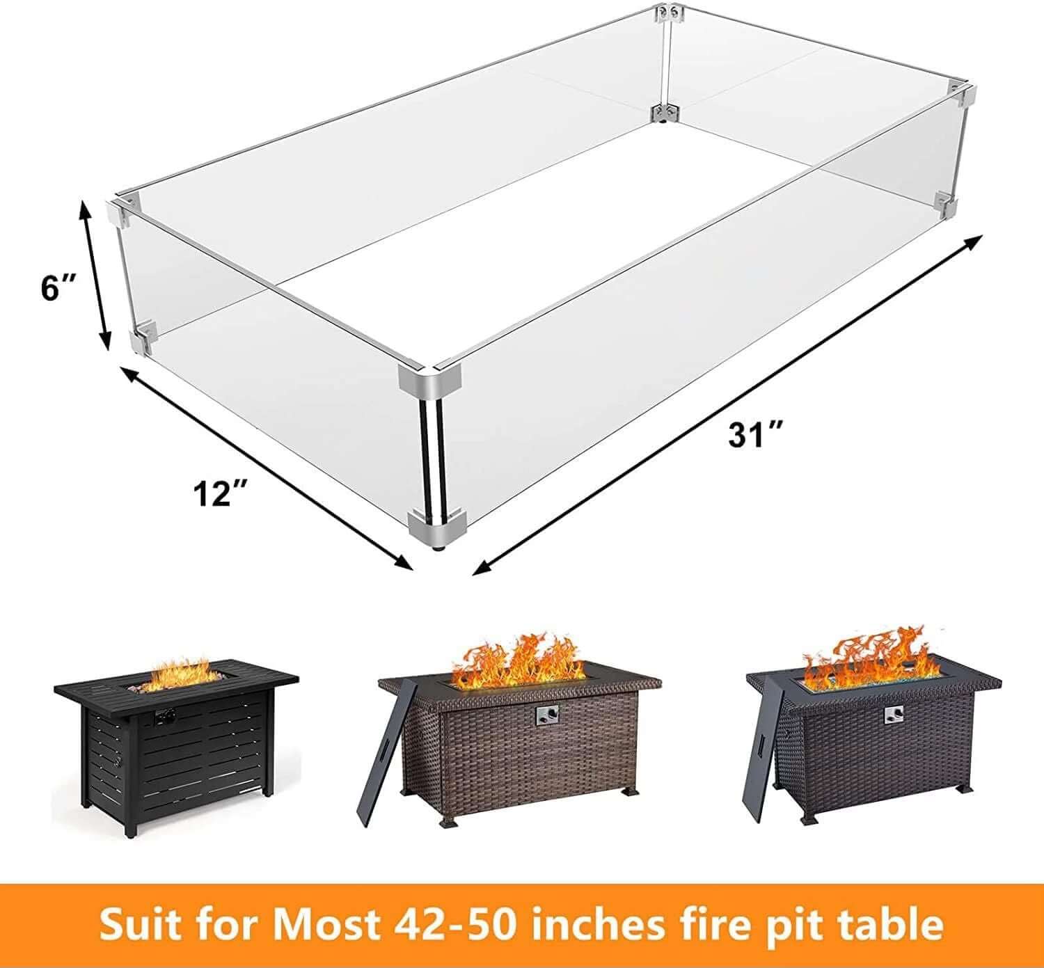 Grisun Fire Pit Glass Wind Guard