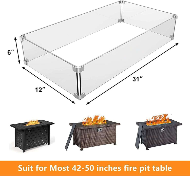 Grisun Fire Pit Glass Wind Guard