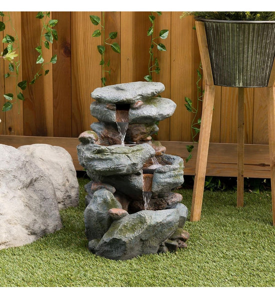 Alpine 3-Tier Rock Waterfall Fountain