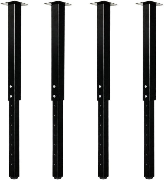 Set of four adjustable square table legs in black, perfect for DIY projects and modern home decor.