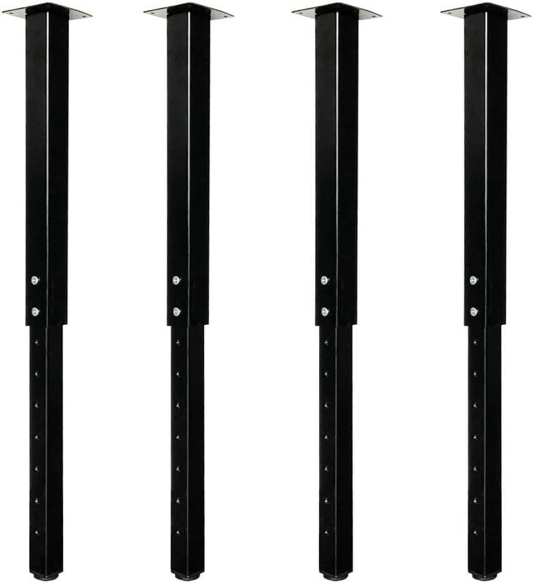 Set of four adjustable square table legs in black, perfect for DIY projects and modern home decor.