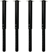 Set of four adjustable square table legs in black metal, designed for DIY projects and home office use.