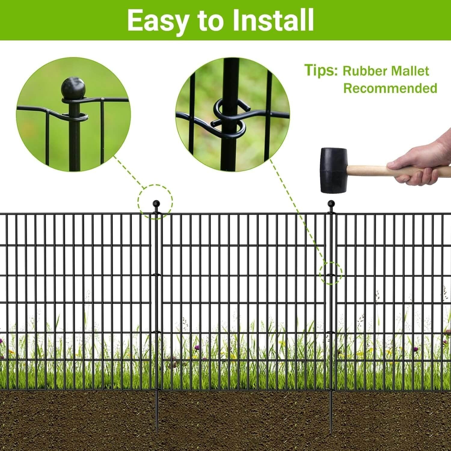 10 Panels No Dig Decorative Outdoor Fence