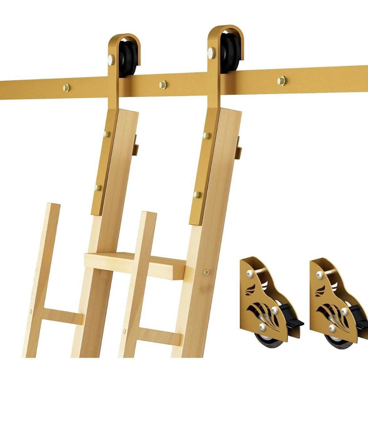 5FT Wooden Ladder Roller Kit Gold