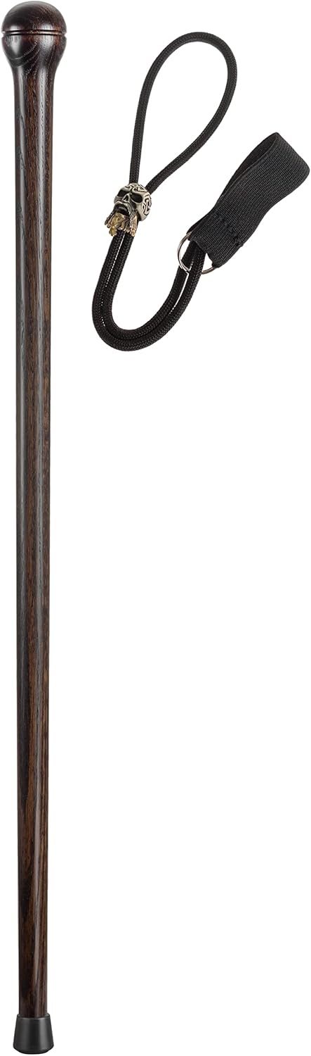 Nutcracker Hardwood Walking Stick for Men - Carved Cane with Skull Strap