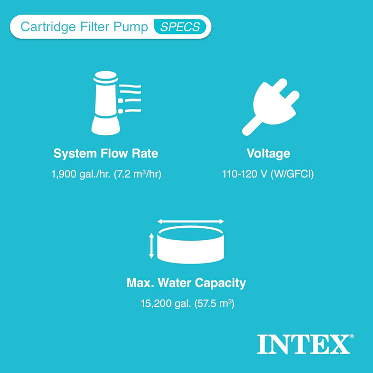 Intex Krystal Clear Cartridge Filter Pump 2500 GPH for Above Ground Pools