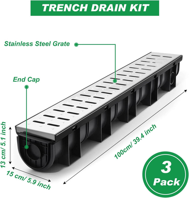 HDPE Channel Drain 39.4x5.9x5.1 Inches