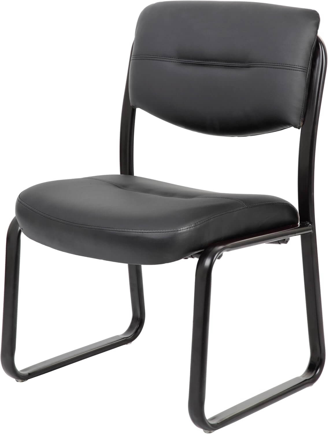 Leather Sled Base Office Chair in Black