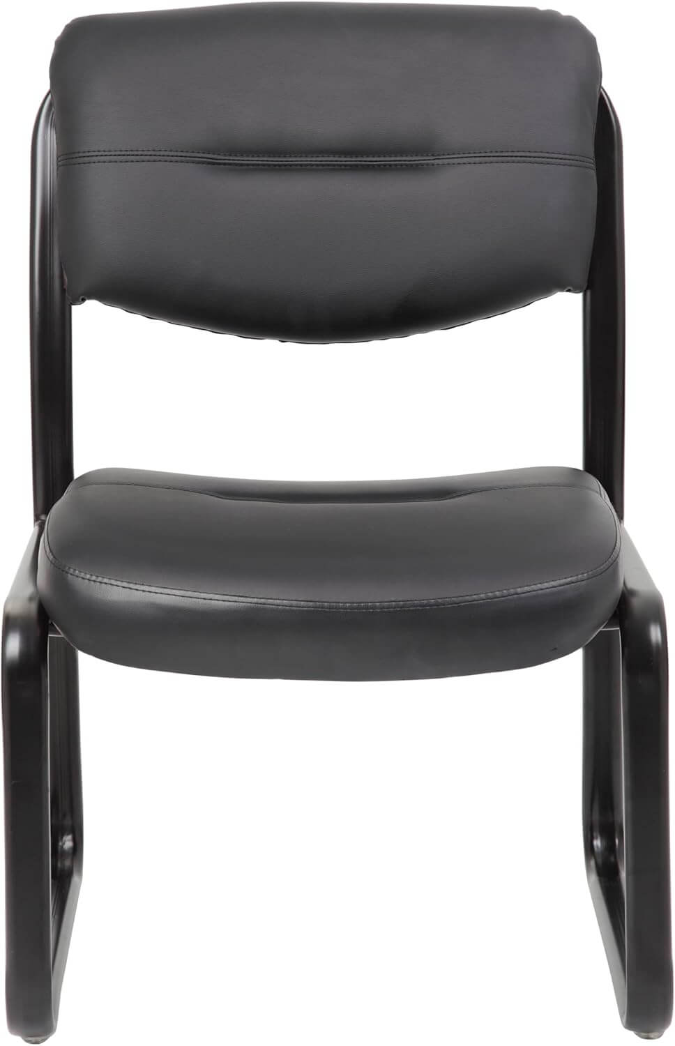 Leather Sled Base Office Chair in Black