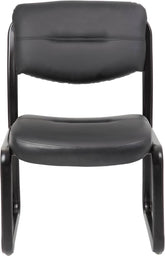 Leather Sled Base Office Chair in Black
