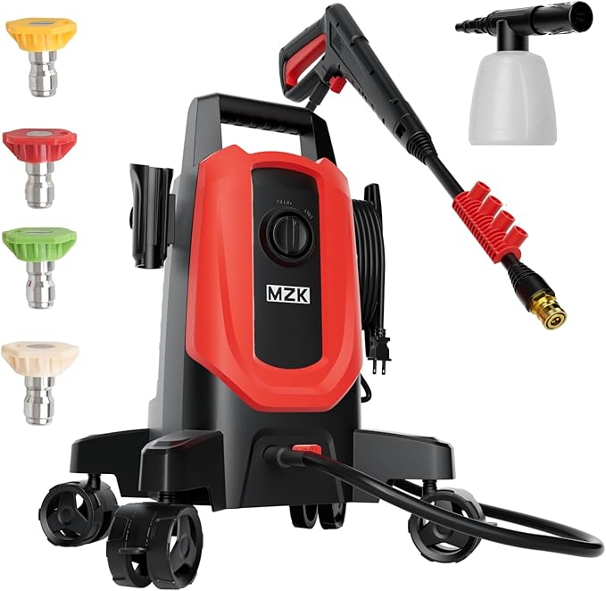 MZK Electric Pressure Washer: 4500 PSI, 3.0 GPM, Anti-Tipping, Foam Cannon