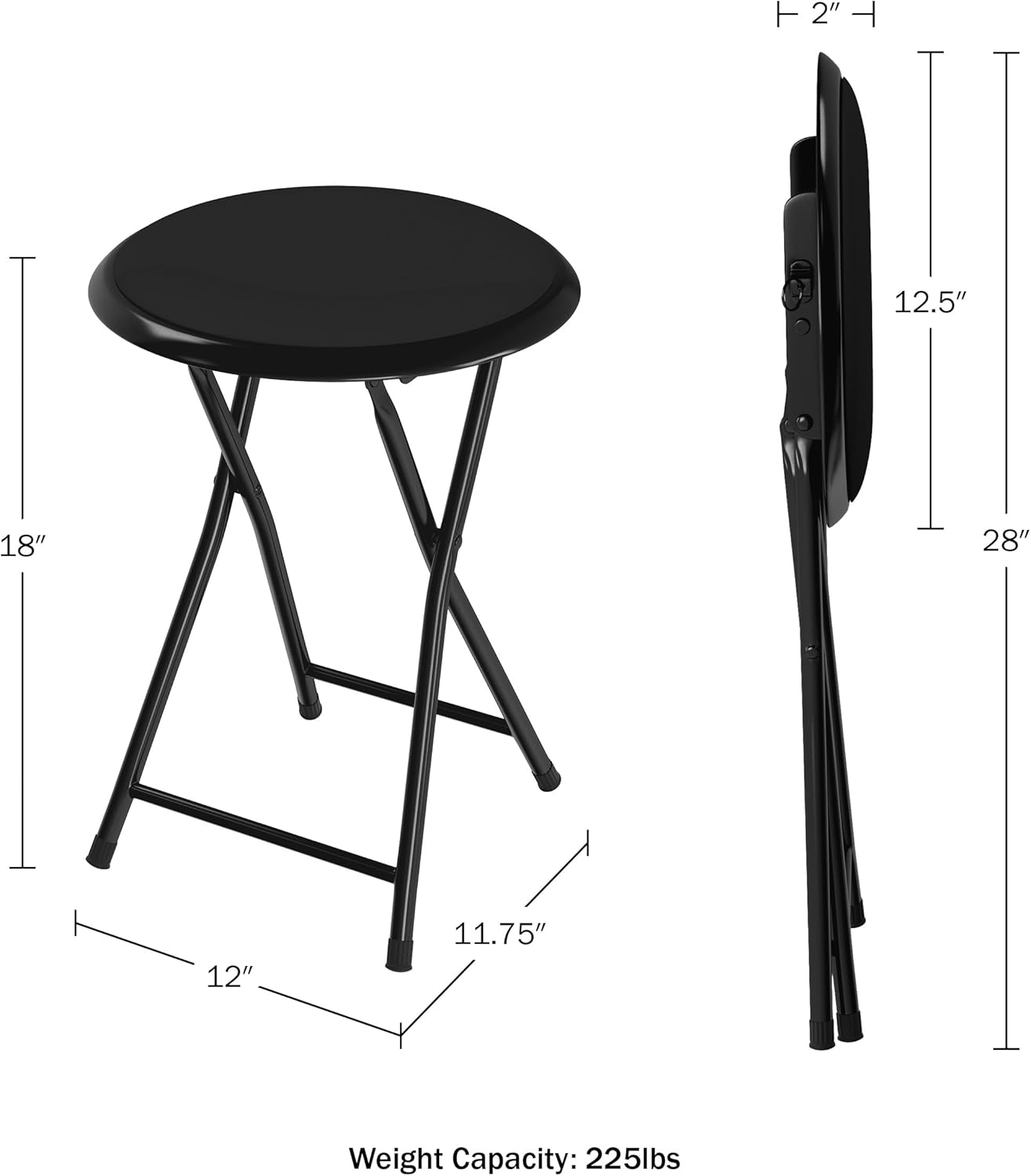 Lavish Home Folding Bar Stools Black