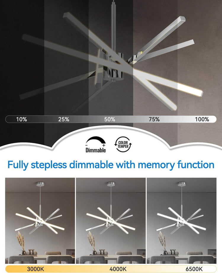 Modern Sputnik 82W LED Black Chandelier