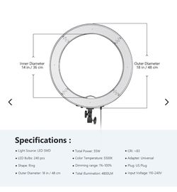 NEEWER 18 Inch Ring Light