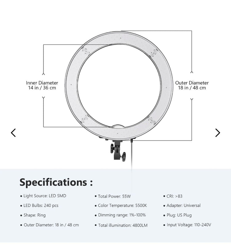 NEEWER 18 Inch Ring Light