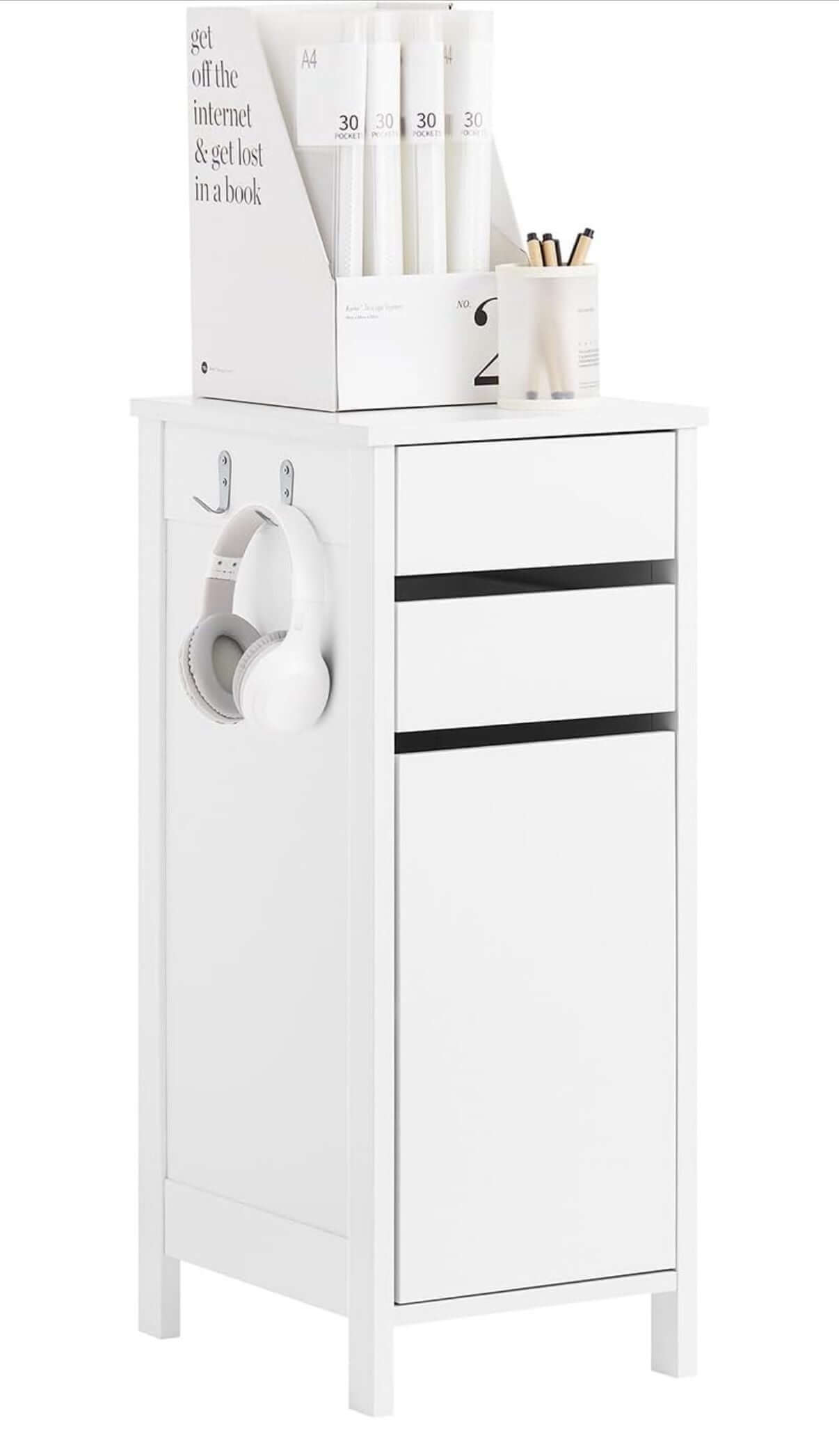 White Home Office Stand Mobile Filing Cabinet