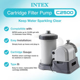 Intex Krystal Clear Cartridge Filter Pump 2500 GPH for Above Ground Pools