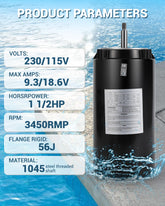 Powerful 1.5 HP Pool Pump Motor and Seal Kit for Hayward Pumps