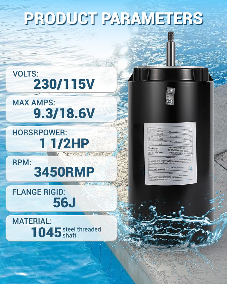 Powerful 1.5 HP Pool Pump Motor and Seal Kit for Hayward Pumps