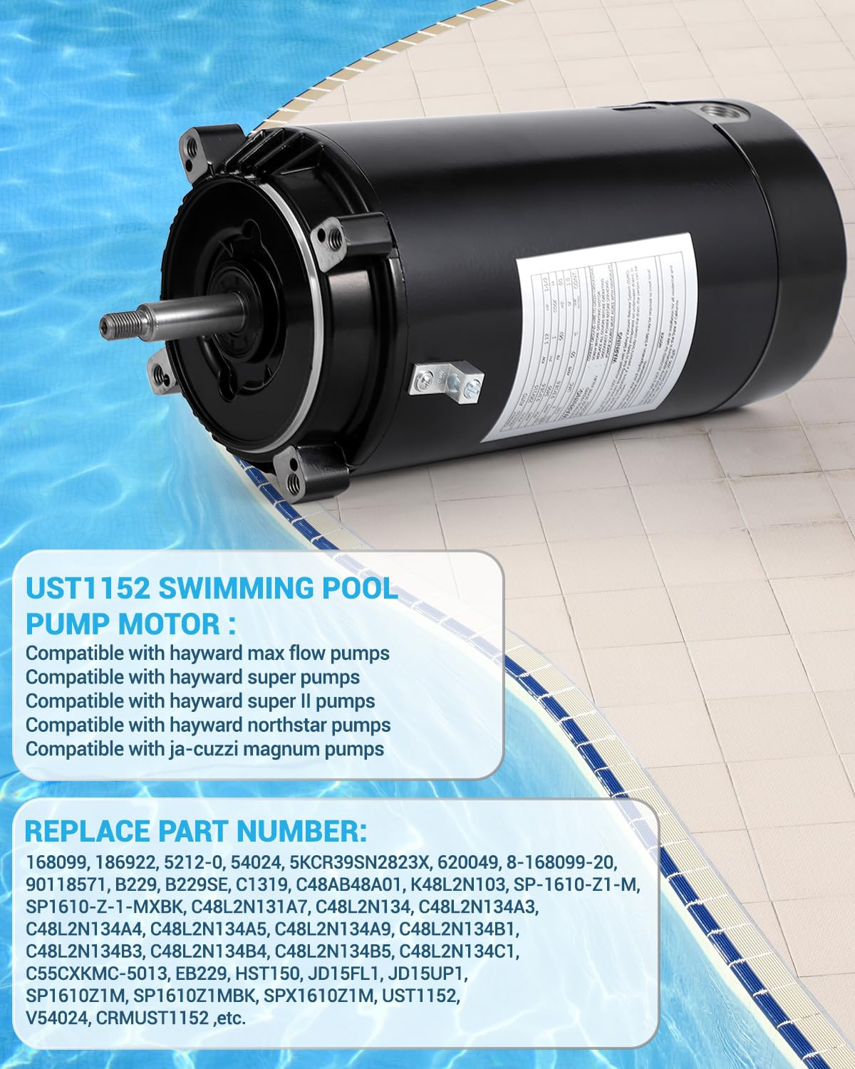 Powerful 1.5 HP Pool Pump Motor and Seal Kit for Hayward Pumps