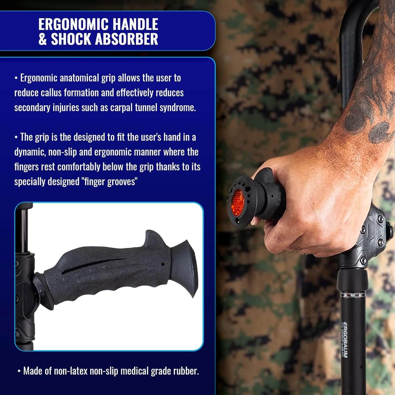 Ergobaum Dual Black Cobra Ergonomic Underarm Crutches