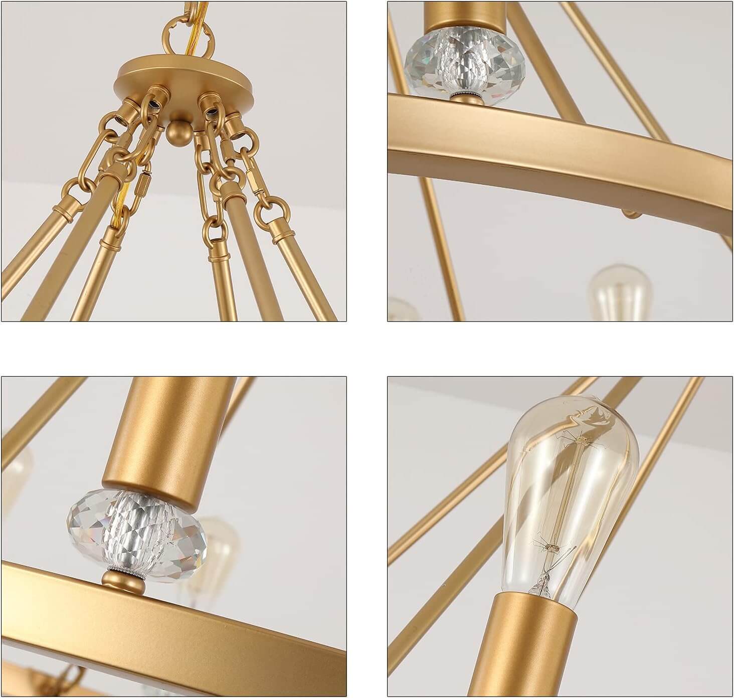Gold Metal Round Luxury 12-Light Chandelier
