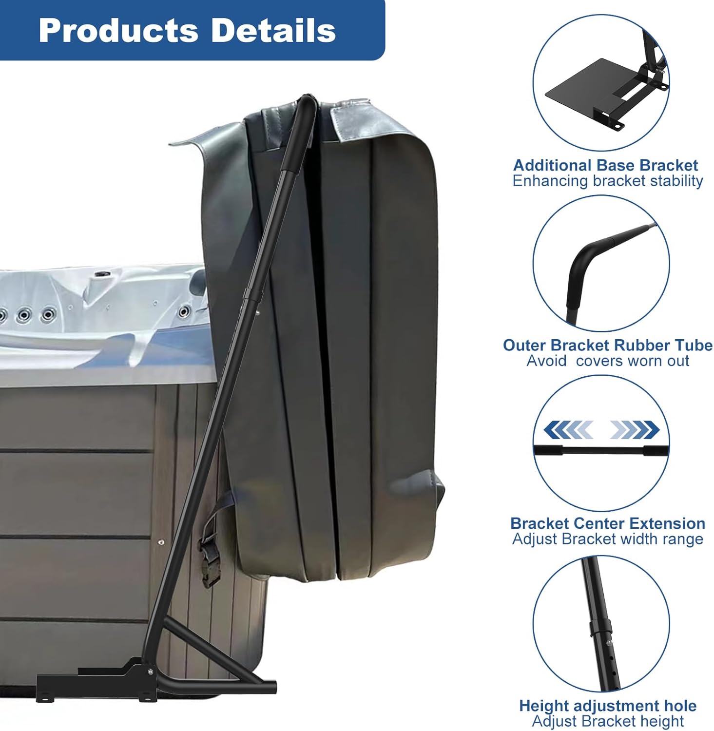 Adjustable Hot Tub Cover Lifter Spa Cover Removal System for Easy Access