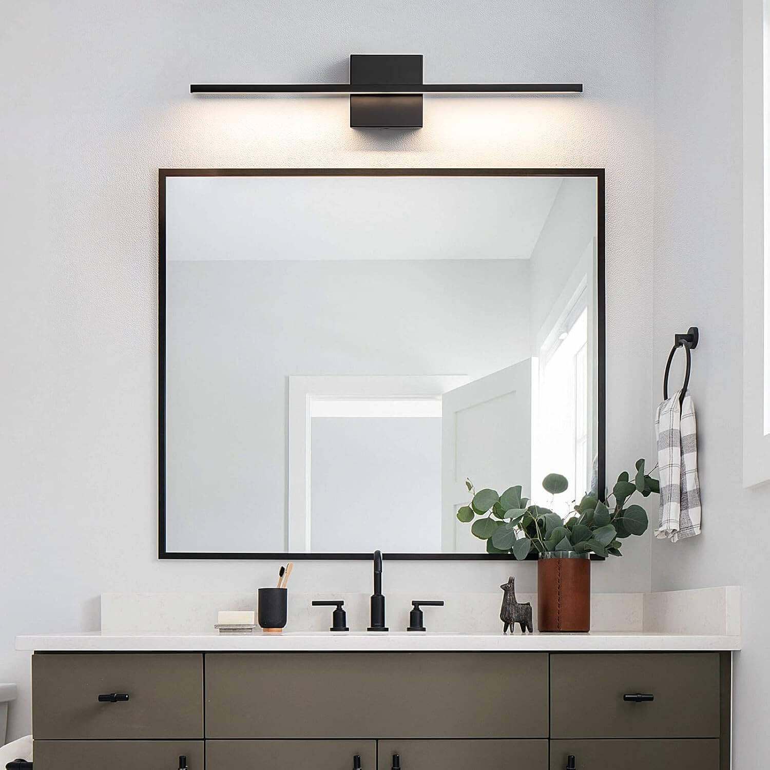 Black 24-Inch Dimmable LED Bathroom Vanity Lighting