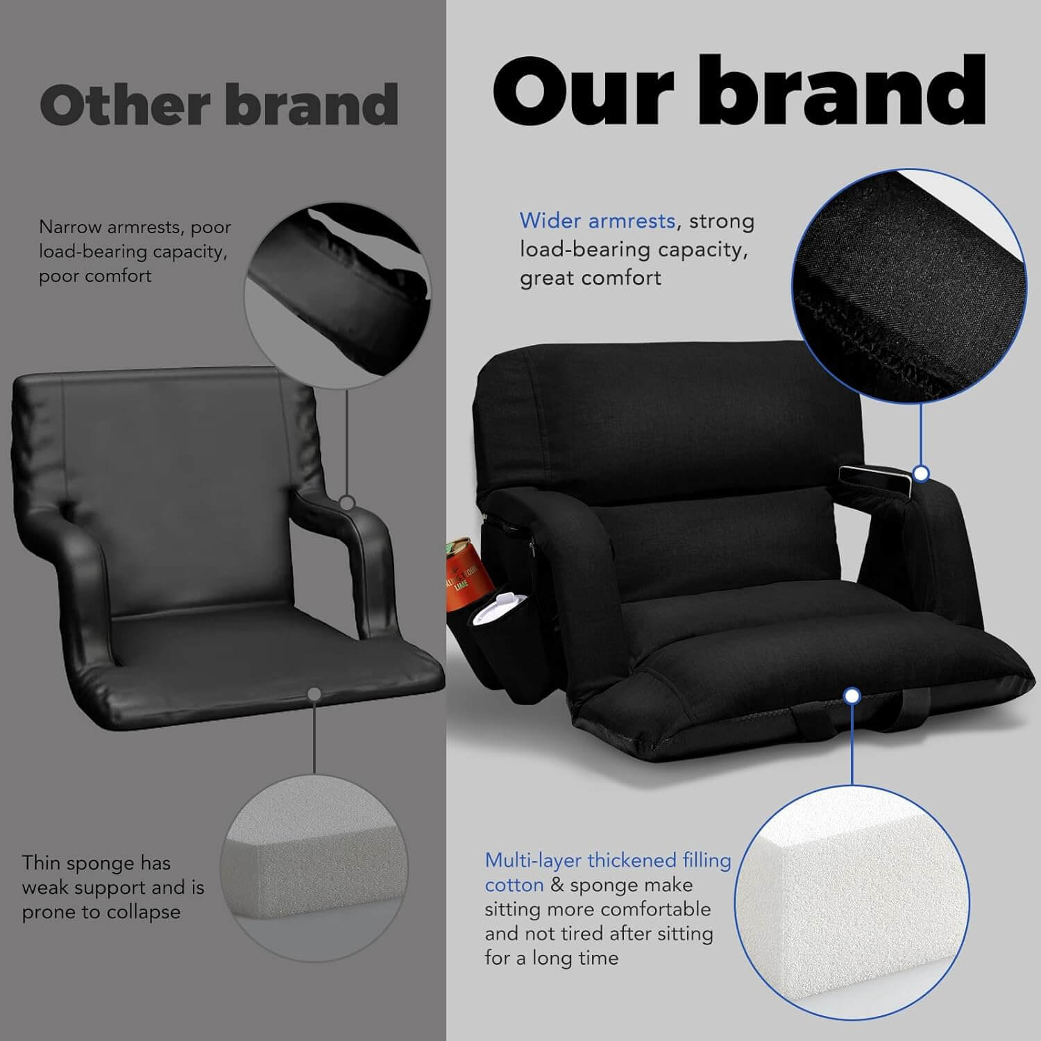 Wide Stadium Seat Recliner