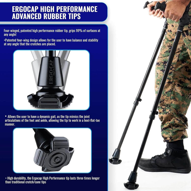 Ergobaum Dual Black Cobra Ergonomic Underarm Crutches