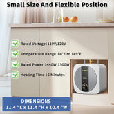 Compact 2.5 Gallon Electric Water Heater: 1500W Under-Sink Hot Water Solution