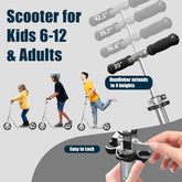 LEEYV Adjustable Height Foldable Kick Scooter for Kids and Adults with Big Wheels