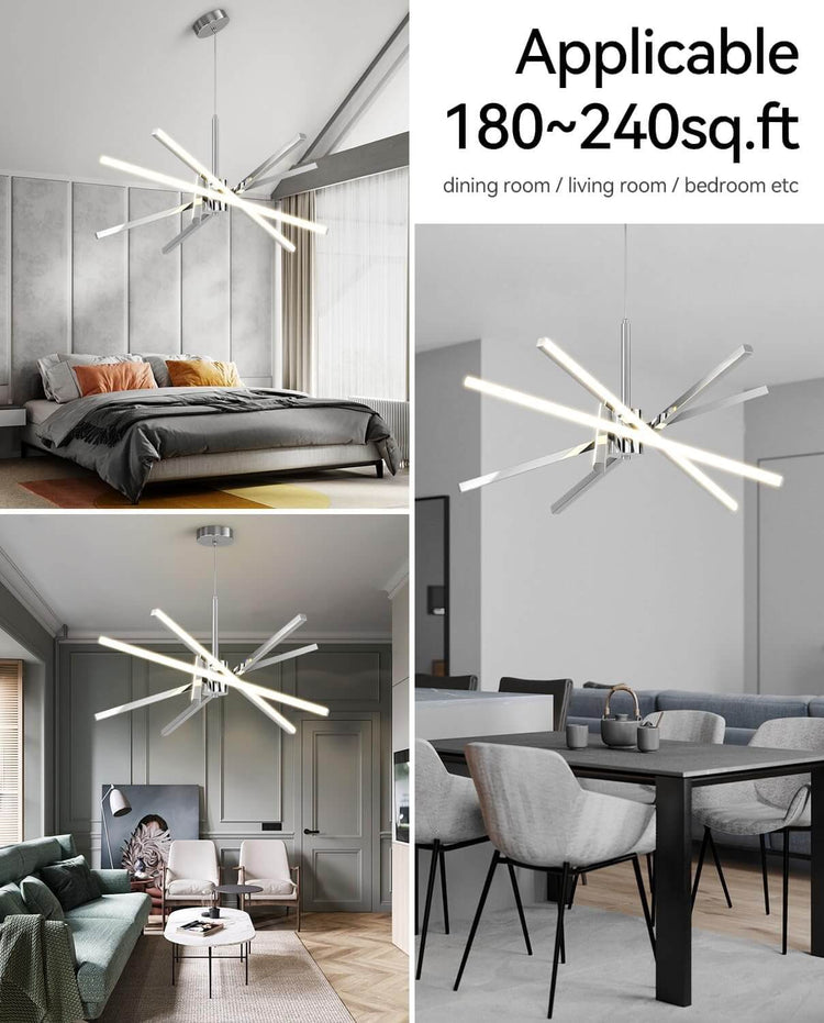 Modern Sputnik 82W LED Black Chandelier