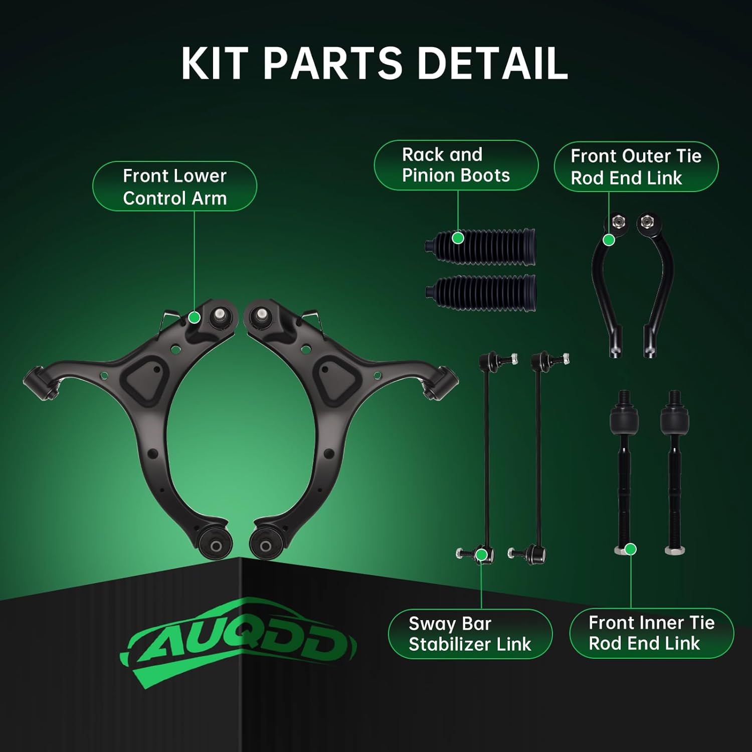 AUQDD 10-Piece Front End Kit: Hyundai Santa Fe 2007-2012, Kia Sorento 2011-2013