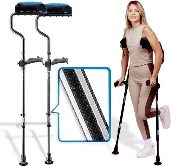Ergobaum Dual Black Cobra Ergonomic Underarm Crutches