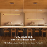 42" Wood Linear Pendant Light