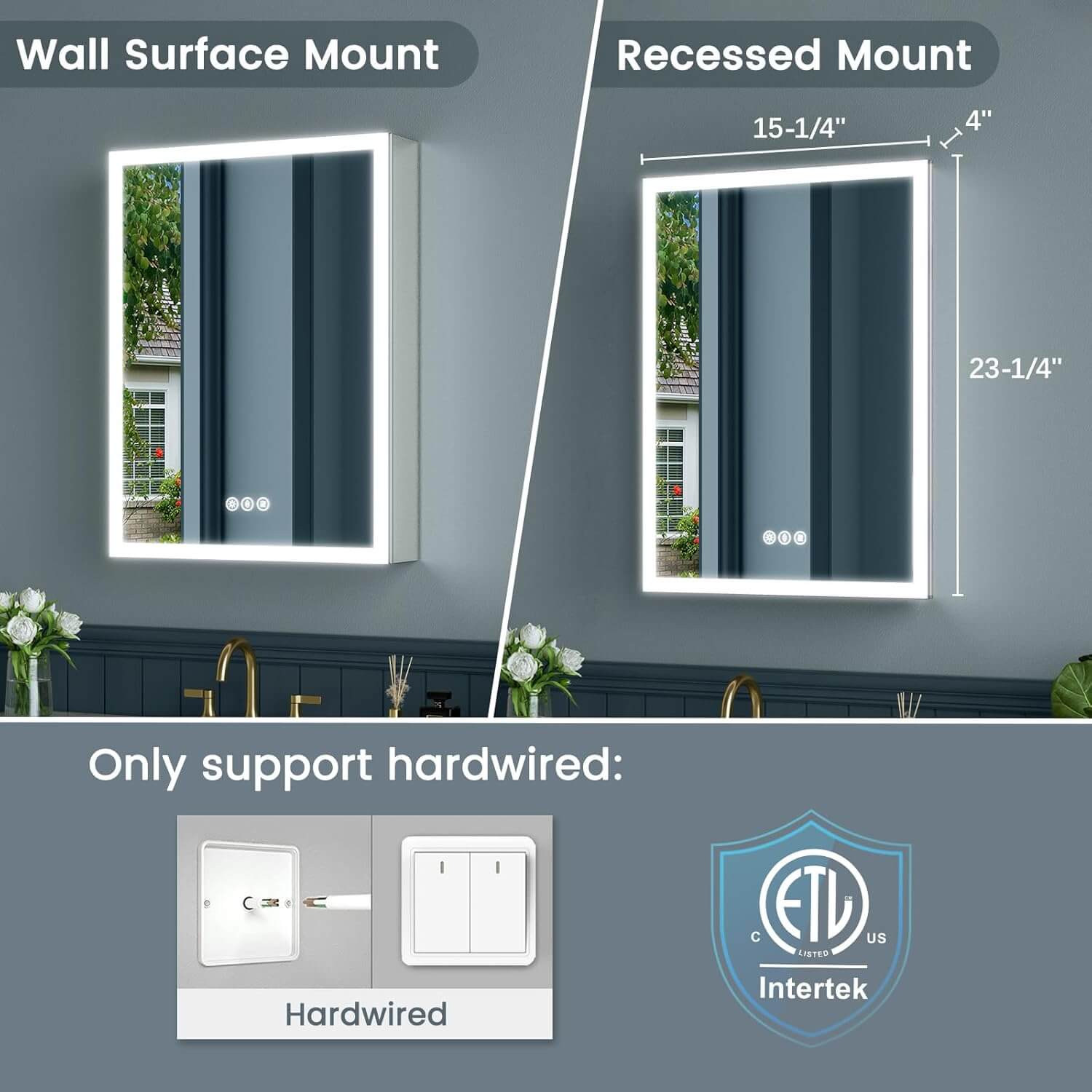 16x24 Inch Medicine Cabinet with Dimmable Lights
