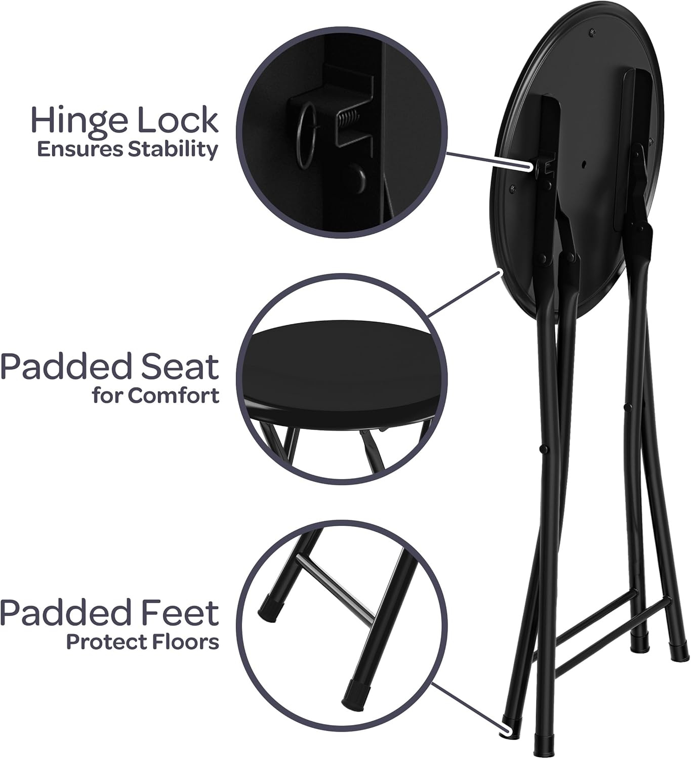 Lavish Home Folding Bar Stools Black