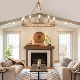 Gold Metal Round Luxury 12-Light Chandelier