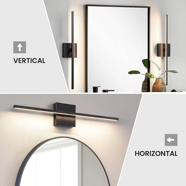 Black 24-Inch Dimmable LED Bathroom Vanity Lighting