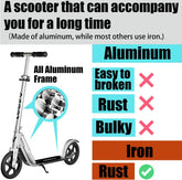 LEEYV Adjustable Height Foldable Kick Scooter for Kids and Adults with Big Wheels